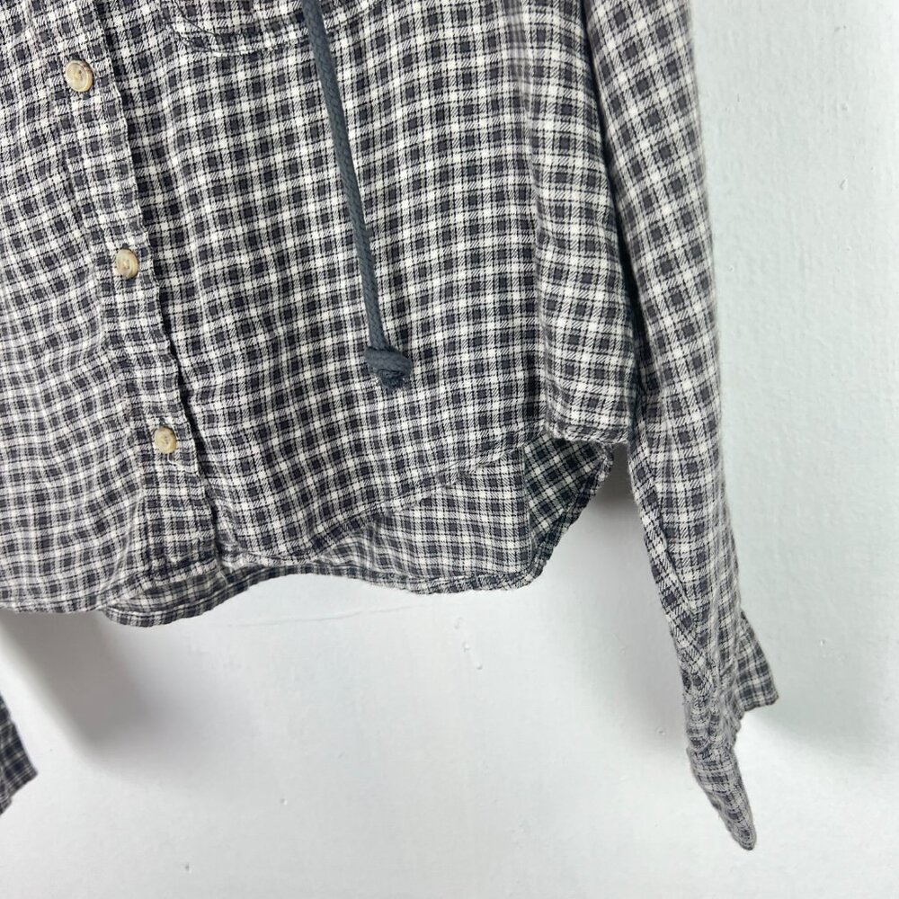 NWT American Eagle Cropped Hooded Flannel Shirt Plaid Size Medium M NEW - Picture 5 of 12